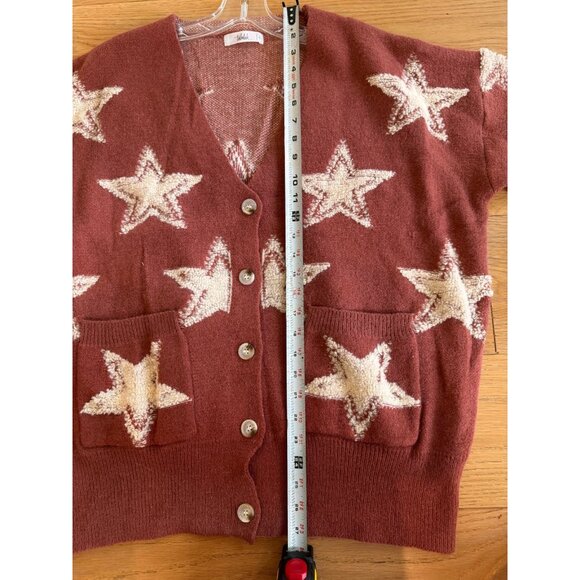 Talulah Star Pattern Textured Button Up Cardigan With Pockets Womens Size Large - Picture 8 of 8